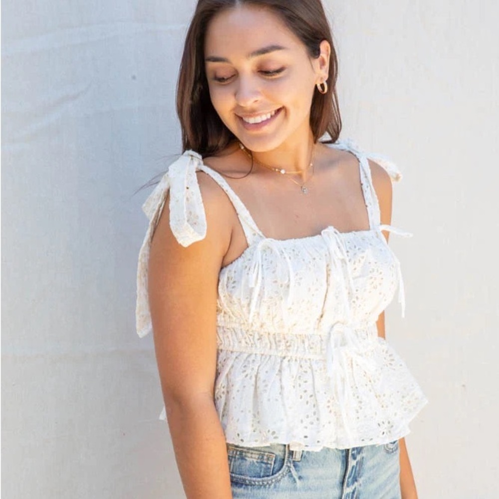 ANTHROPOLOGIE EN SAISON  Portia eyelet top large - Picture 2 of 13